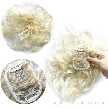 Natural Synthetic Wig Top Refills Female White Hair Wigs Invisible Top Hair Fluffy Short Curly Hair Accessories